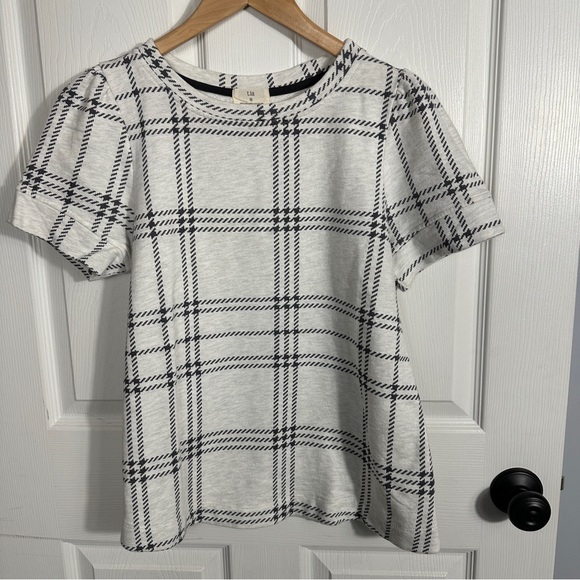 T. La (Anthropologie) Ani Plaid short sleeved top, size small, terry, spring - Picture 1 of 10